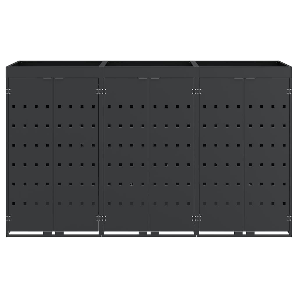 Wheelie Bin Storage for 3 Bins Anthracite 204 x 77,5 x 121,5 cm
