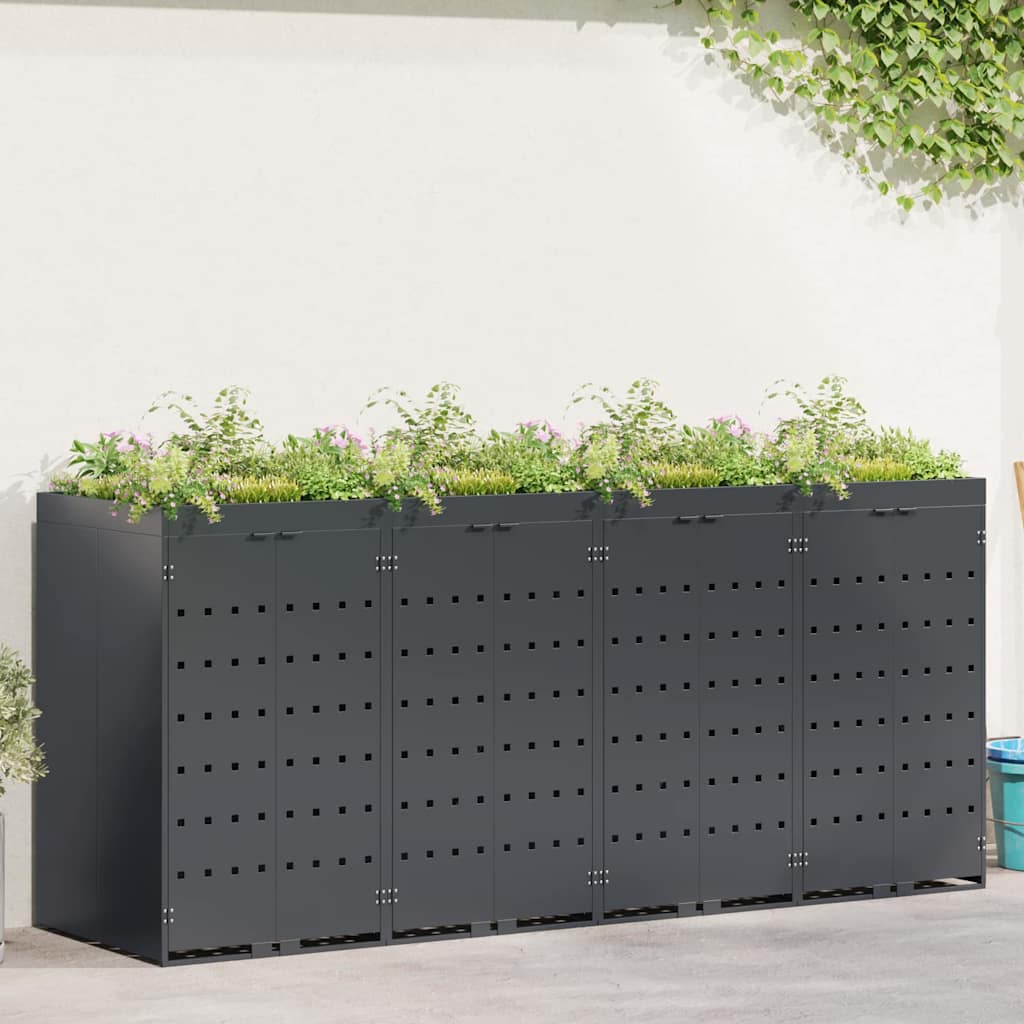 Wheelie Bin Storage for 4 Bins Anthracite 272 x 77,5 x 121,5 cm