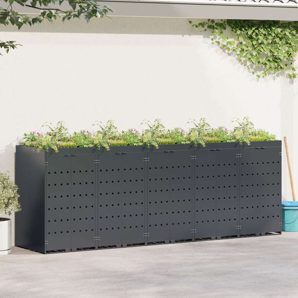 Wheelie Bin Storage for 5 Bins Anthracite 340 x 77,5 x 121,5 cm