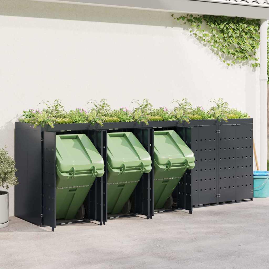 Wheelie Bin Storage for 5 Bins Anthracite 340 x 77,5 x 121,5 cm