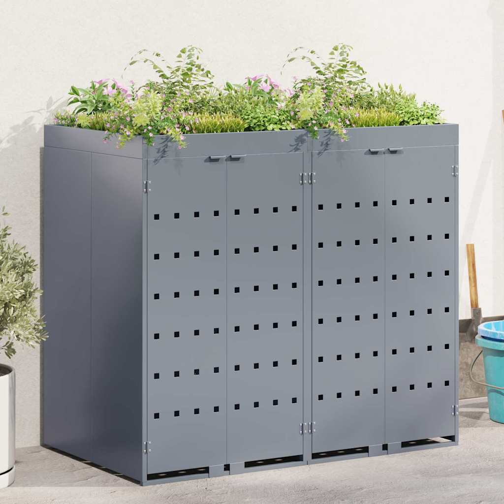 Wheelie Bin Storage for 2 Bins Light Grey 136 x 77,5 x 121,5 cm