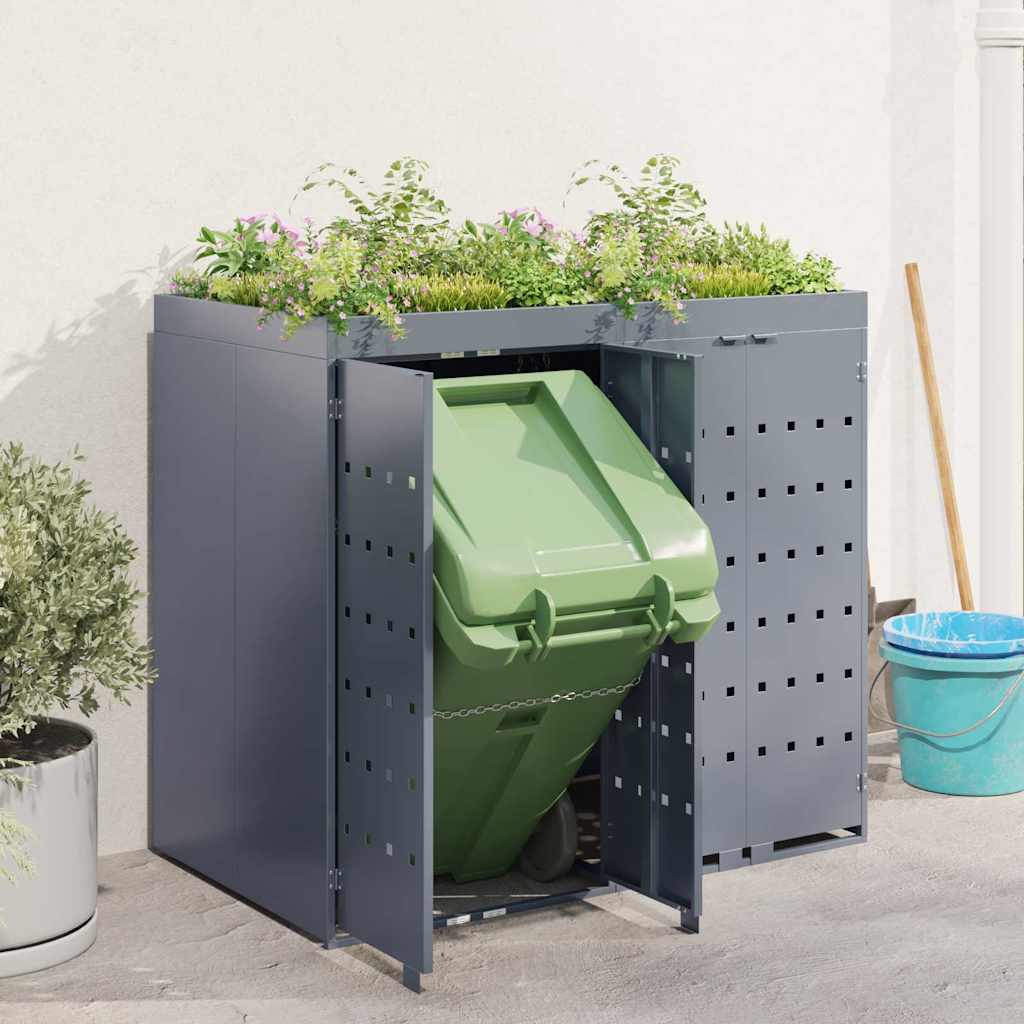 Wheelie Bin Storage for 2 Bins Light Grey 136 x 77,5 x 121,5 cm