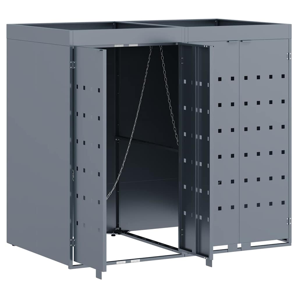 Wheelie Bin Storage for 2 Bins Light Grey 136 x 77,5 x 121,5 cm