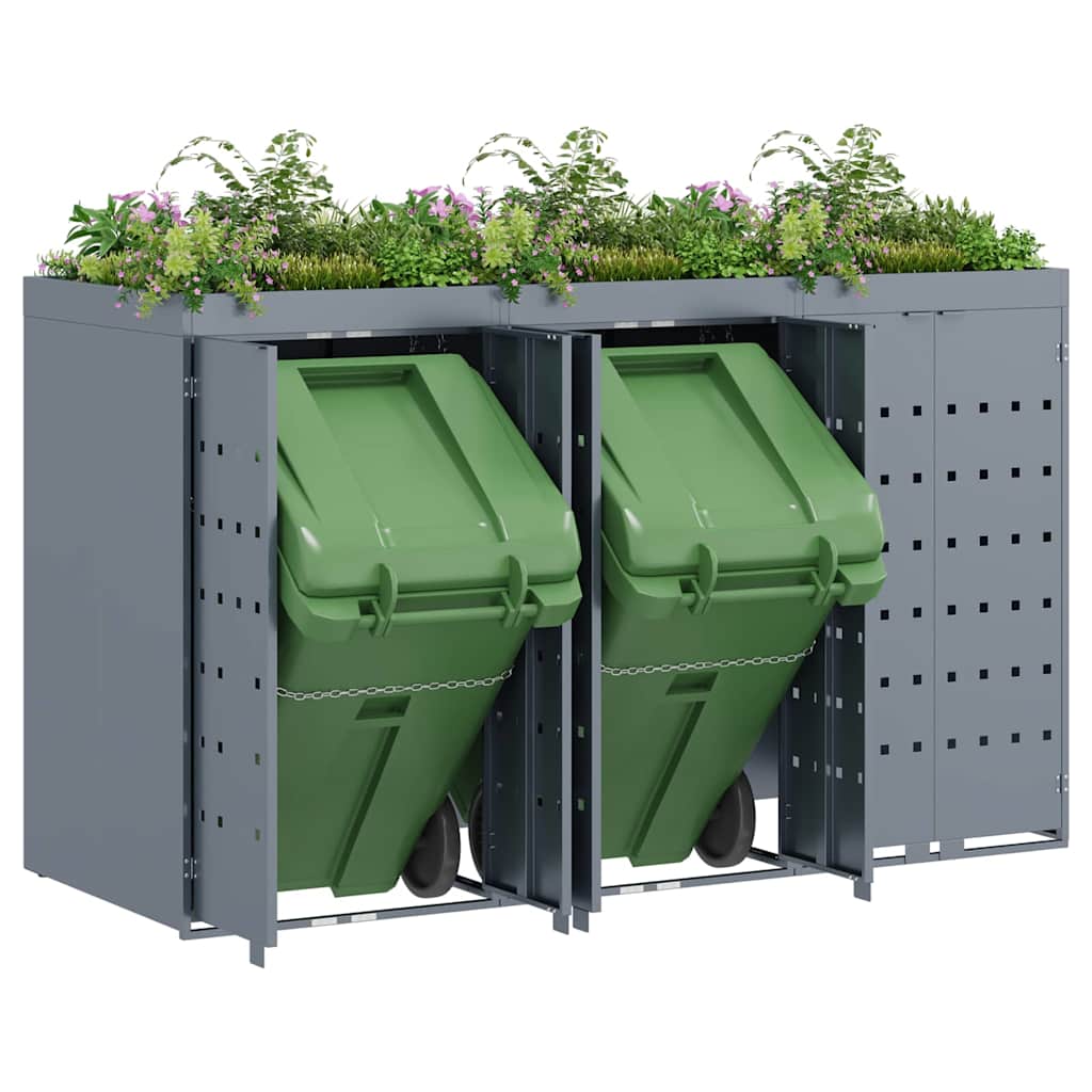 Wheelie Bin Storage for 3 Bins Light Grey 204 x 77,5 x 121,5 cm