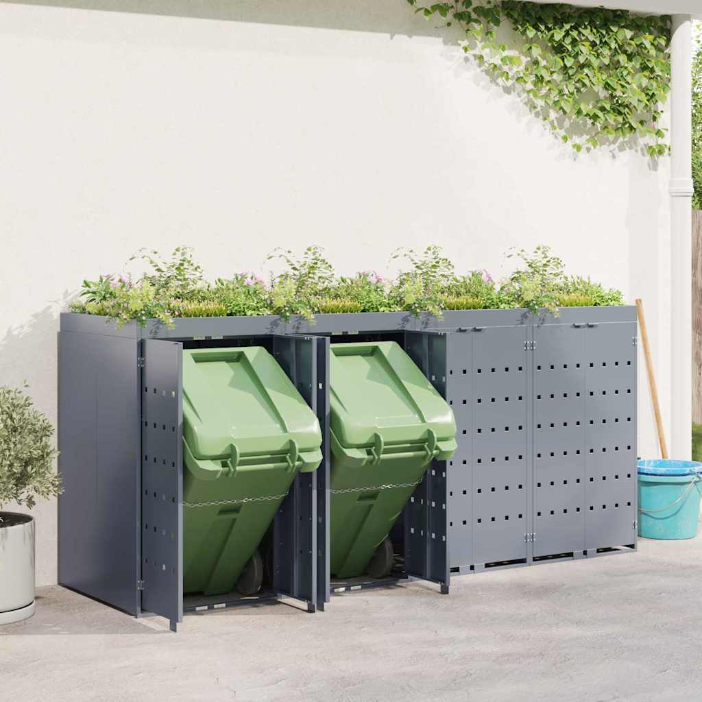 Wheelie Bin Storage for 4 Bins Light Grey 272 x 77,5 x 121,5 cm