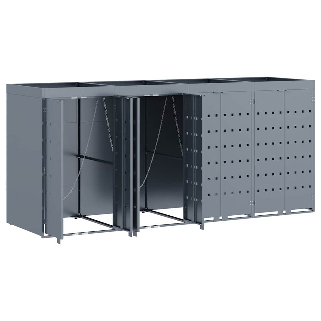 Wheelie Bin Storage for 4 Bins Light Grey 272 x 77,5 x 121,5 cm