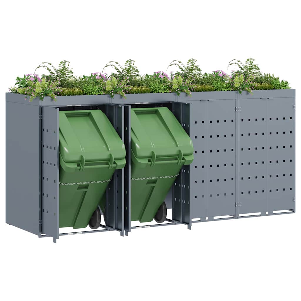 Wheelie Bin Storage for 4 Bins Light Grey 272 x 77,5 x 121,5 cm