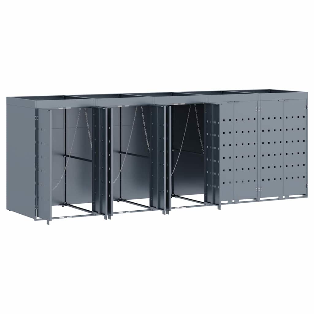 Wheelie Bin Storage for 5 Bins Light Grey 340 x 77,5 x 121,5 cm
