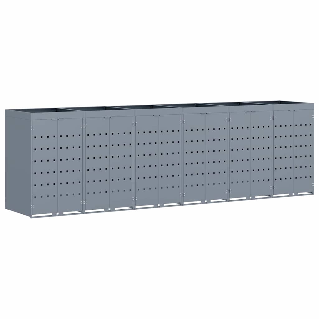 Wheelie Bin Storage for 6 Bins Light Grey 408 x 77,5 x 121,5 cm