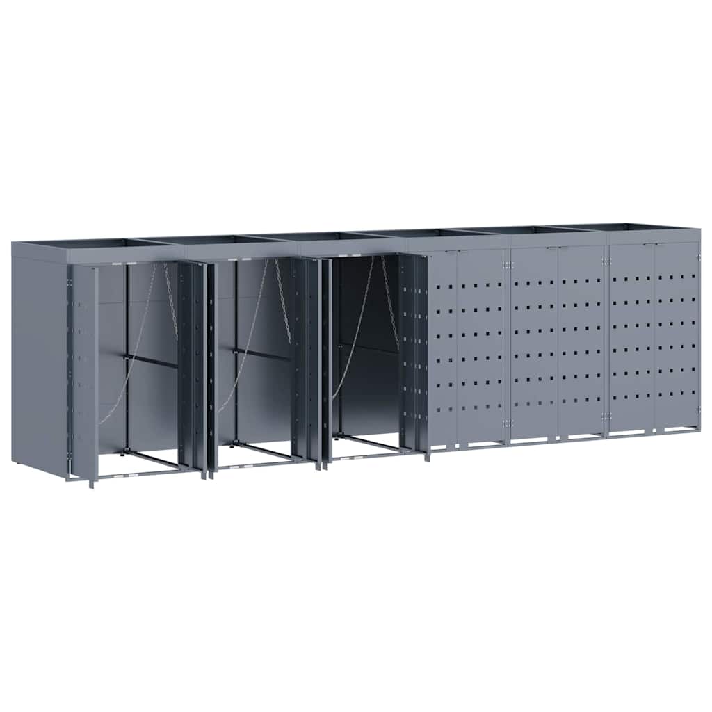 Wheelie Bin Storage for 6 Bins Light Grey 408 x 77,5 x 121,5 cm