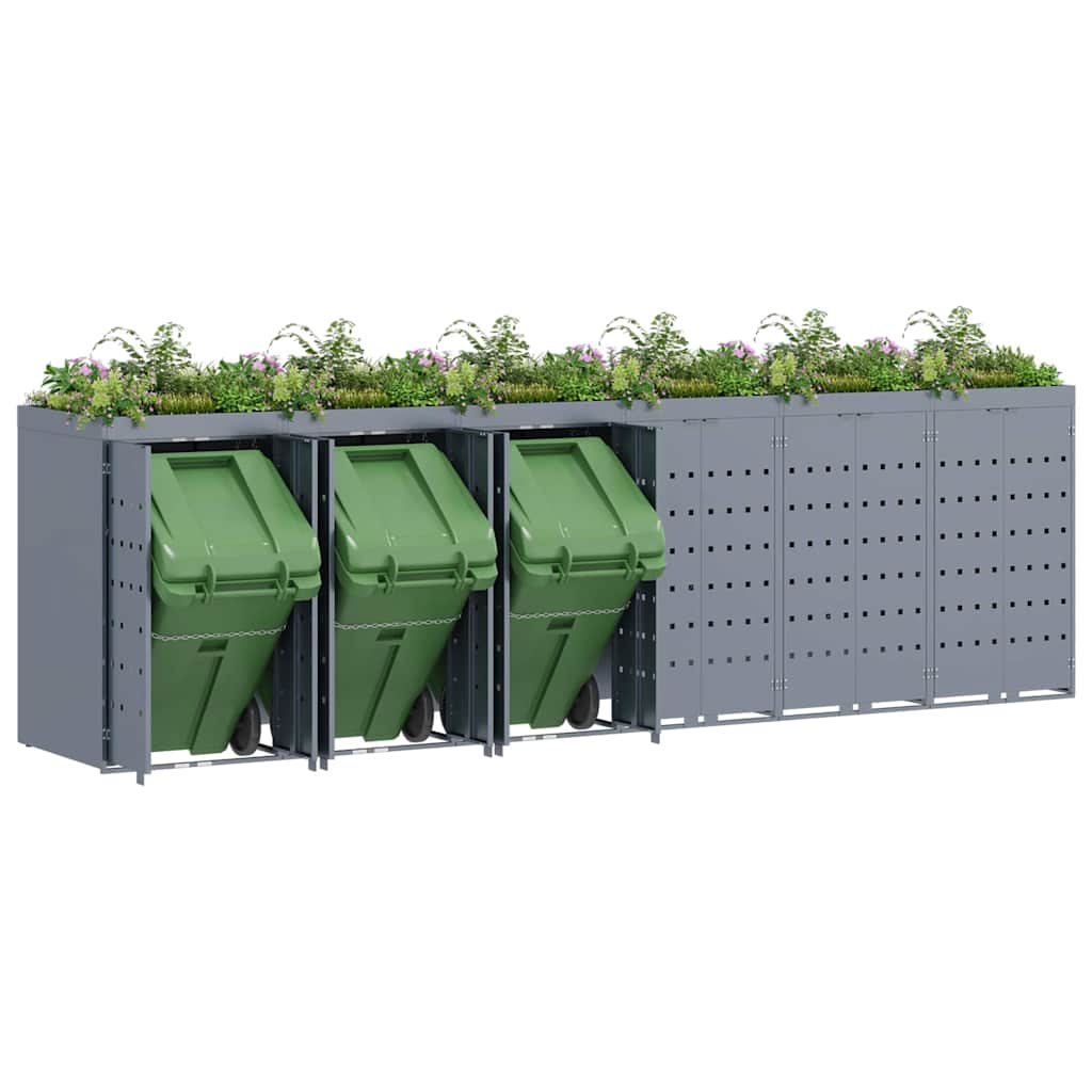 Wheelie Bin Storage for 6 Bins Light Grey 408 x 77,5 x 121,5 cm