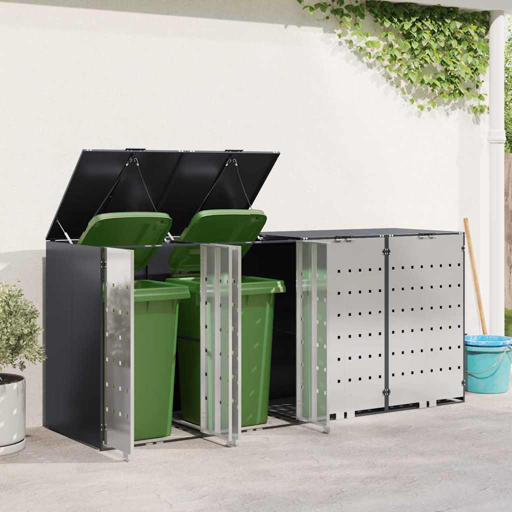 Wheelie Bin Storage for 3 Bins Anthracite 340 x 77.5 x 115.5 cm