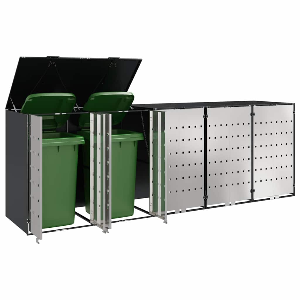 Wheelie Bin Storage for 3 Bins Anthracite 340 x 77.5 x 115.5 cm