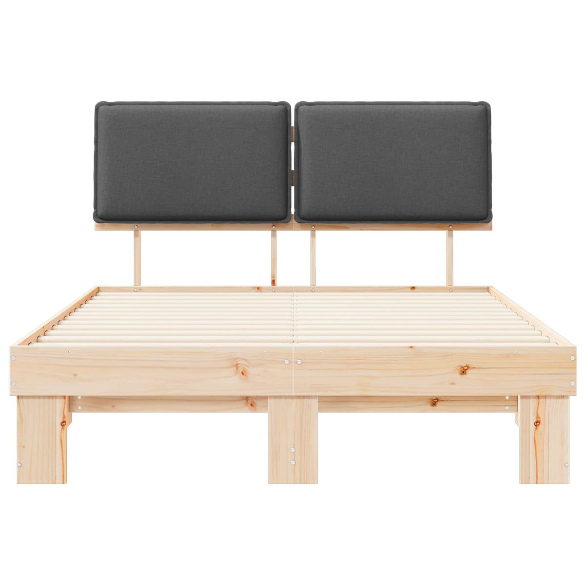 Bed Frame with Upholstered Headboard Dark Grey 135 x 190 cm