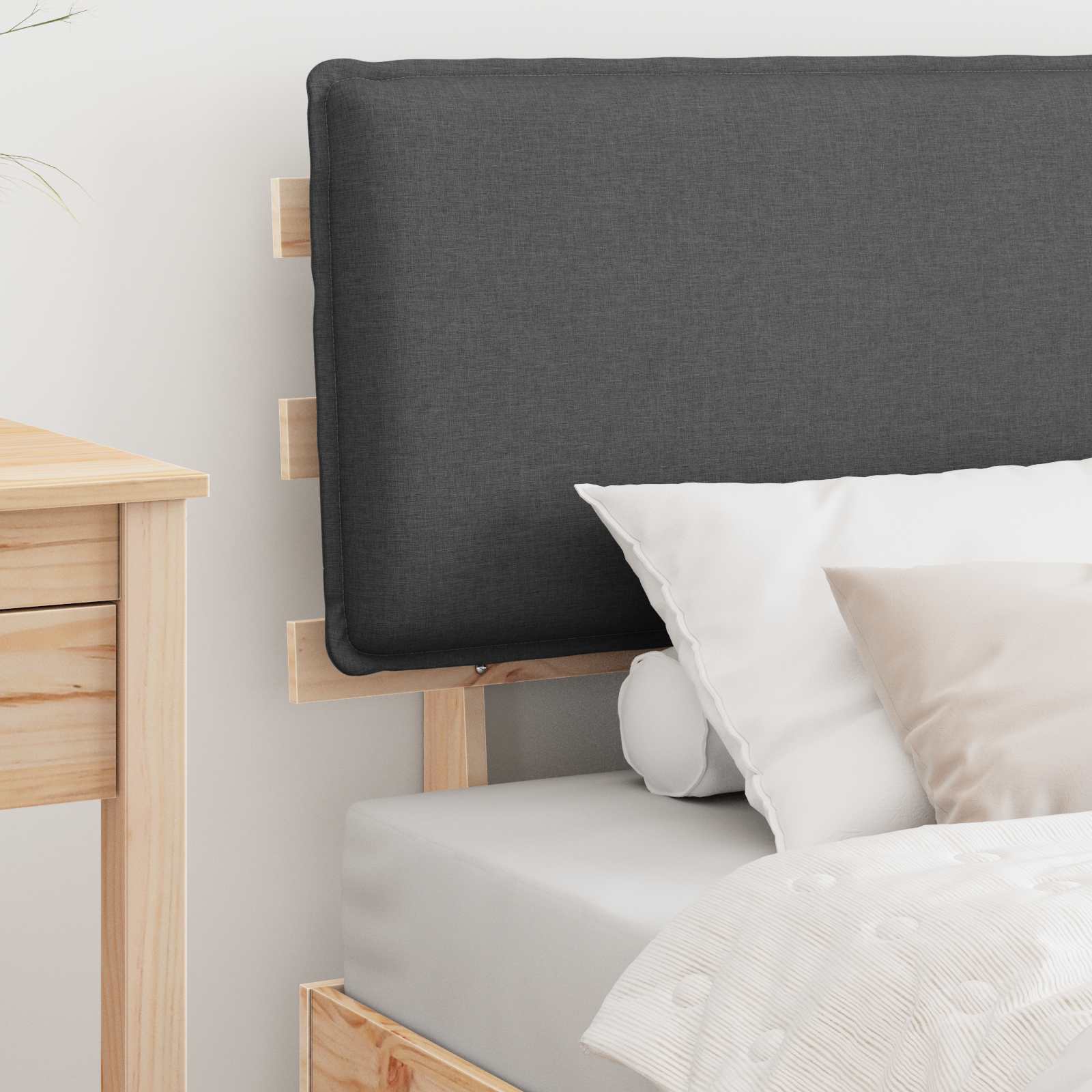 Bed Frame with Upholstered Headboard Dark Grey 90 x 190 cm