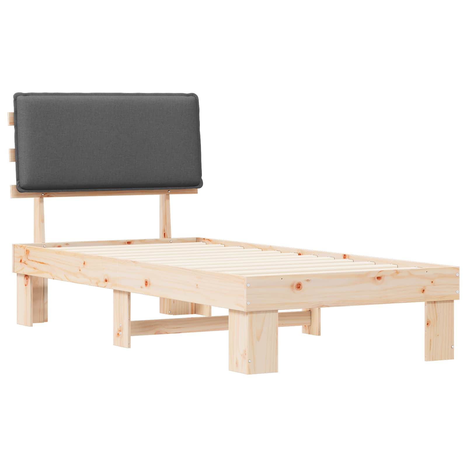 Bed Frame with Upholstered Headboard Dark Grey 90 x 190 cm