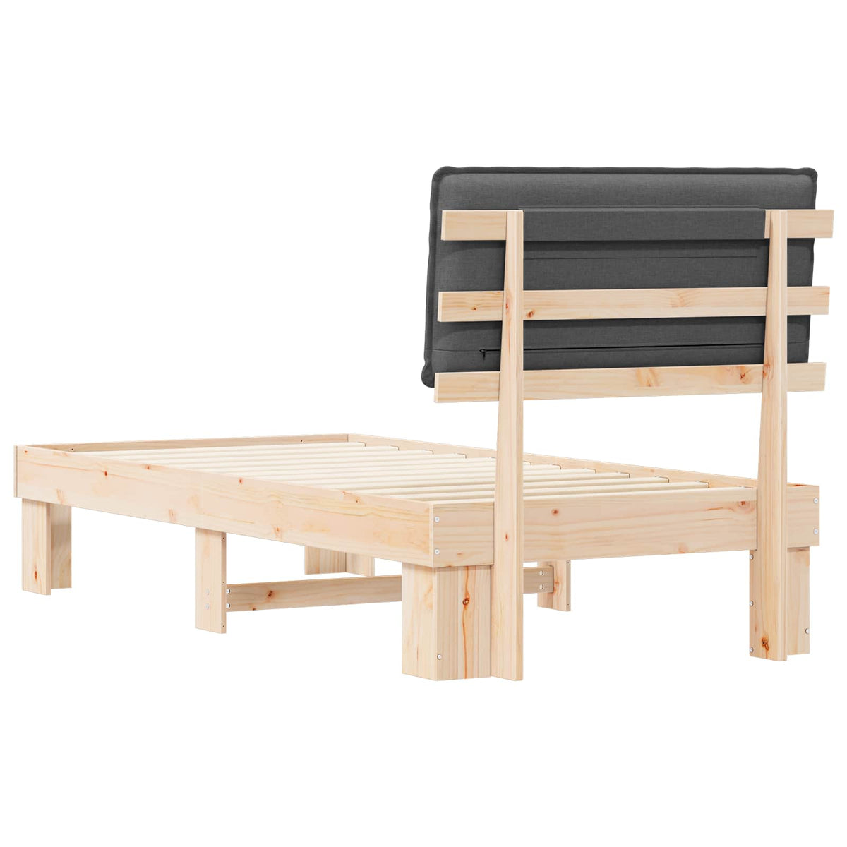 Bed Frame with Upholstered Headboard Dark Grey 90 x 190 cm