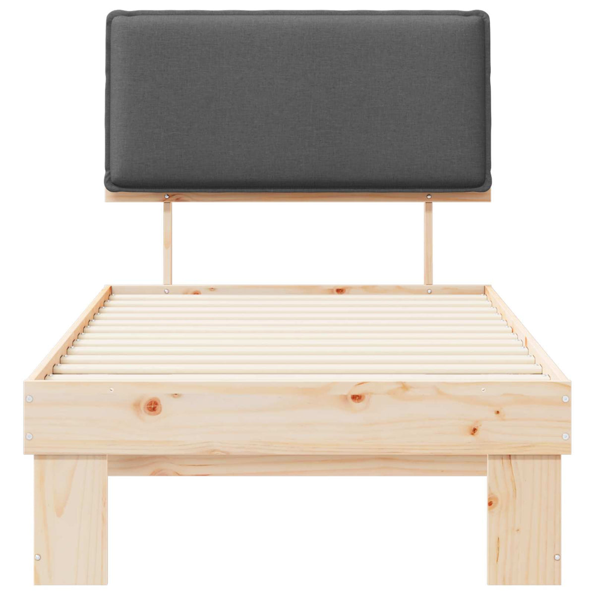 Bed Frame with Upholstered Headboard Dark Grey 90 x 190 cm