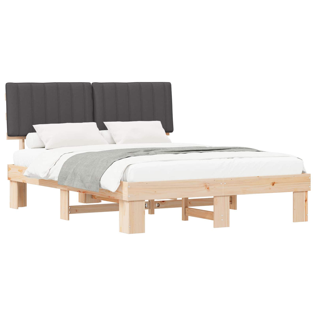 Bed Frame with Upholstered Headboard Dark Grey 150 x 200 cm