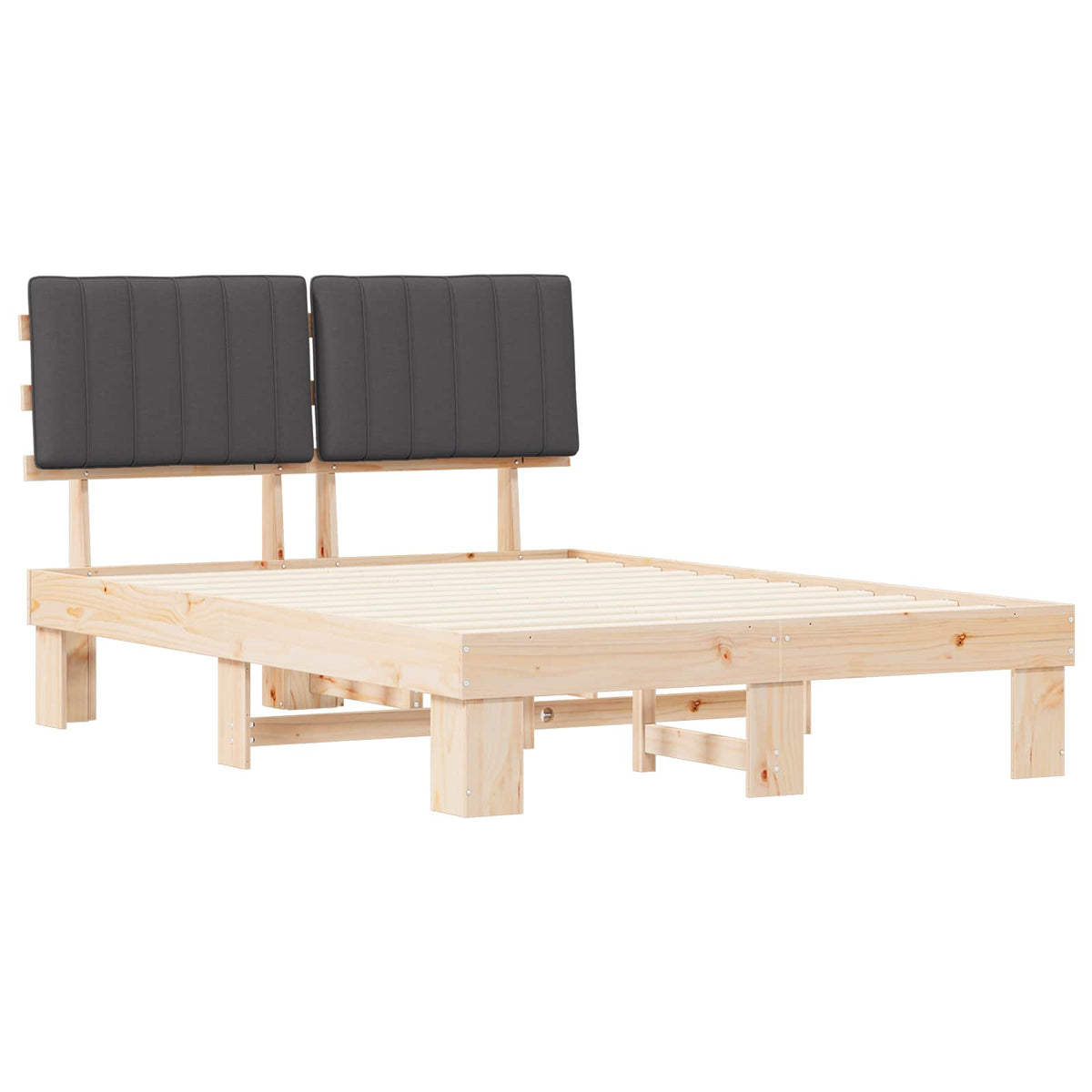 Bed Frame with Upholstered Headboard Dark Grey 135 x 190 cm