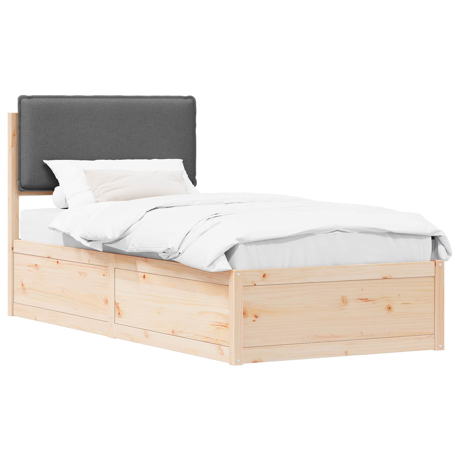 Bed Frame with Upholstered Headboard Dark Grey 90 x 190 cm