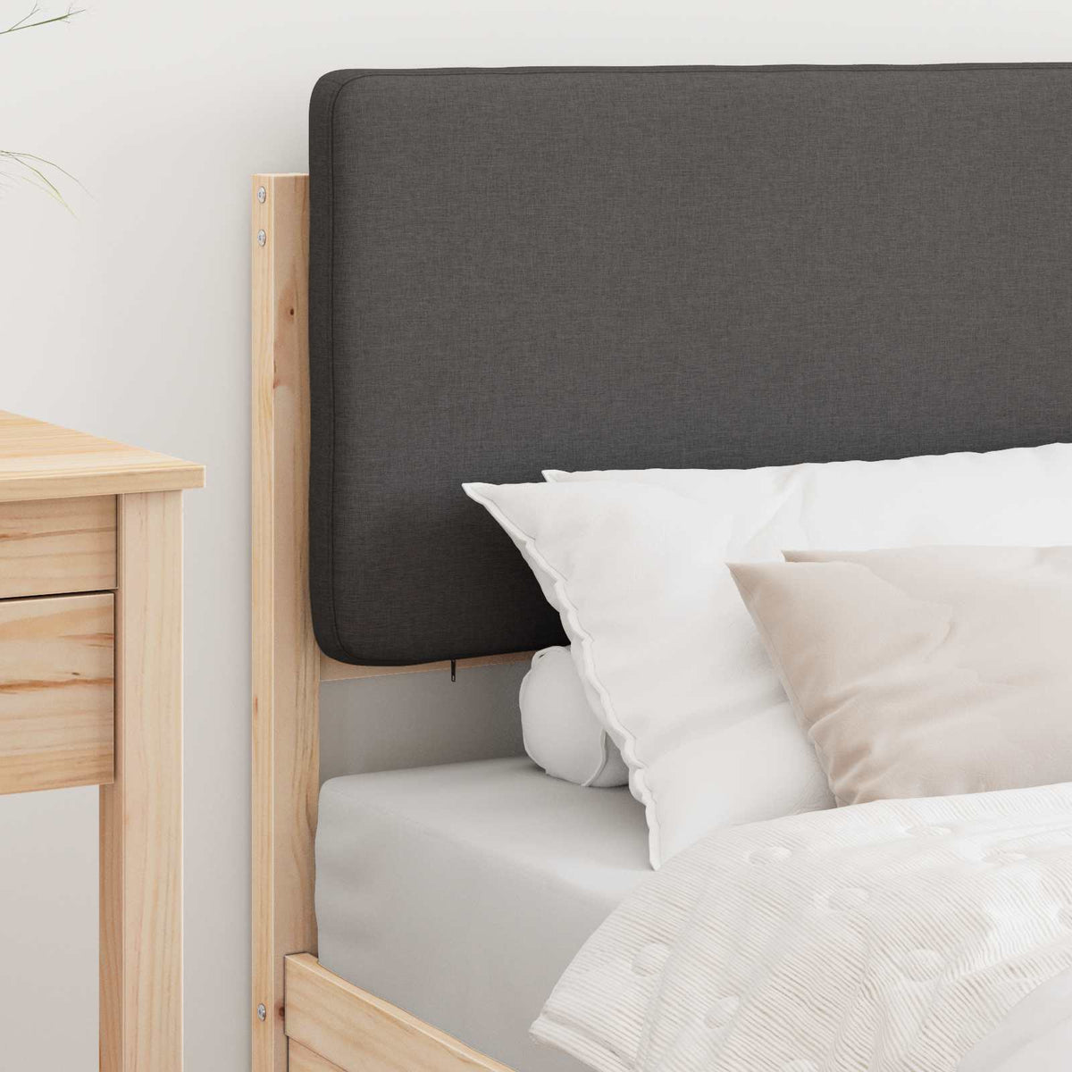 Bed Frame with Upholstered Headboard Dark Grey 90 x 190 cm