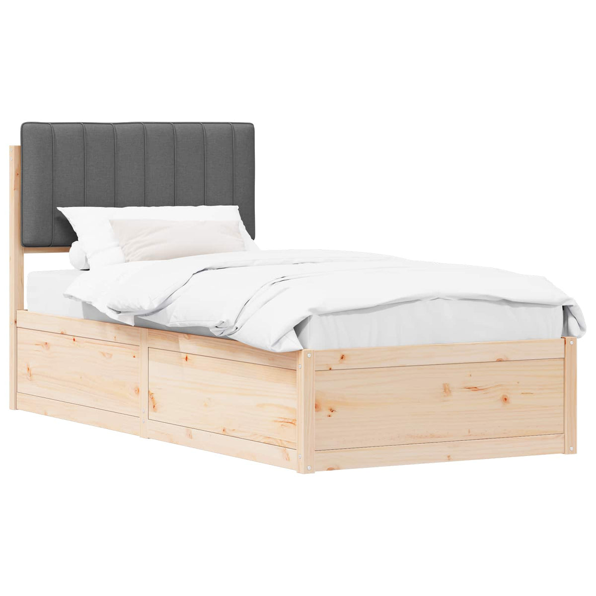 Bed Frame with Upholstered Headboard Dark Grey 90 x 190 cm