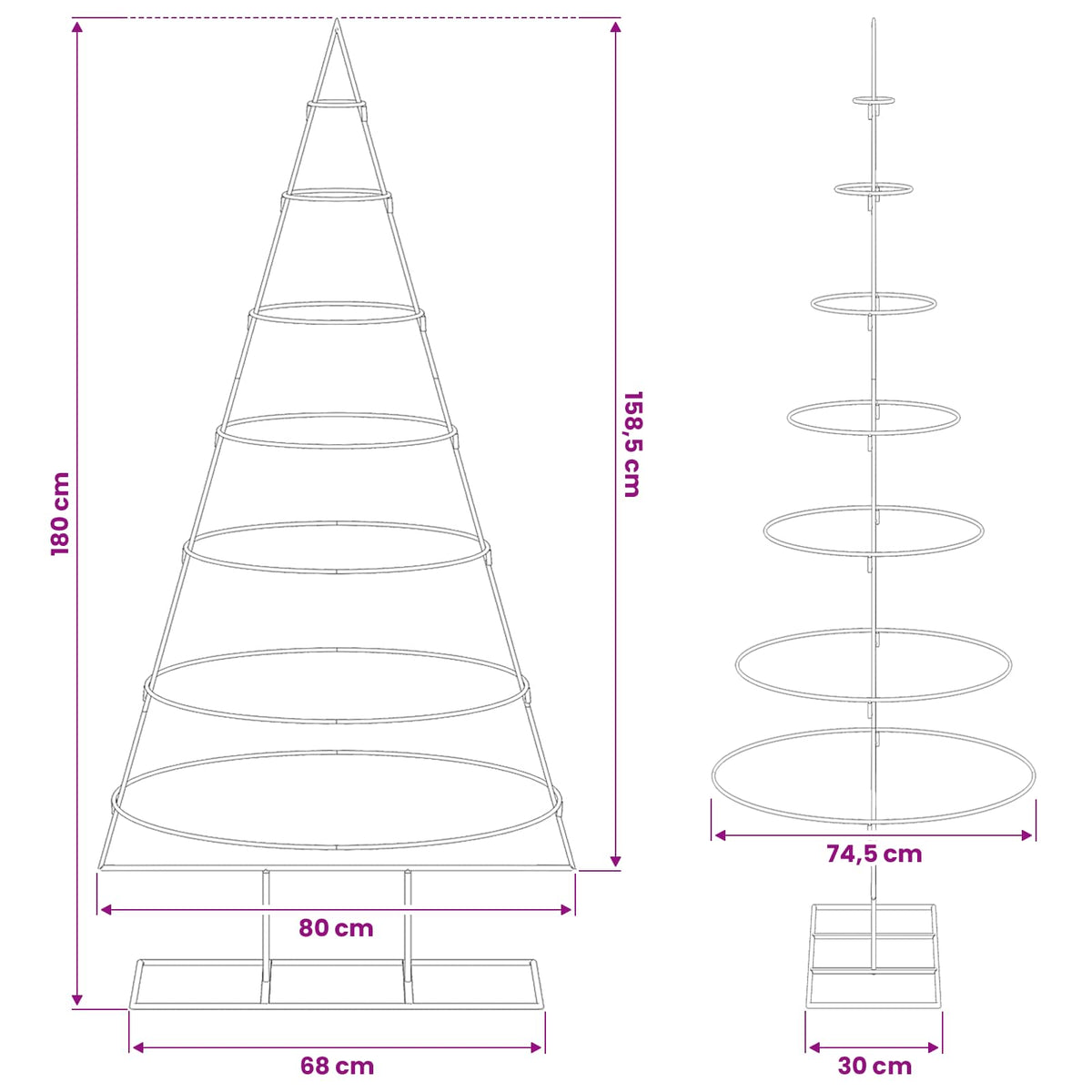 Metal Christmas Tree with Stand Gold 180 cm Powder-coated steel