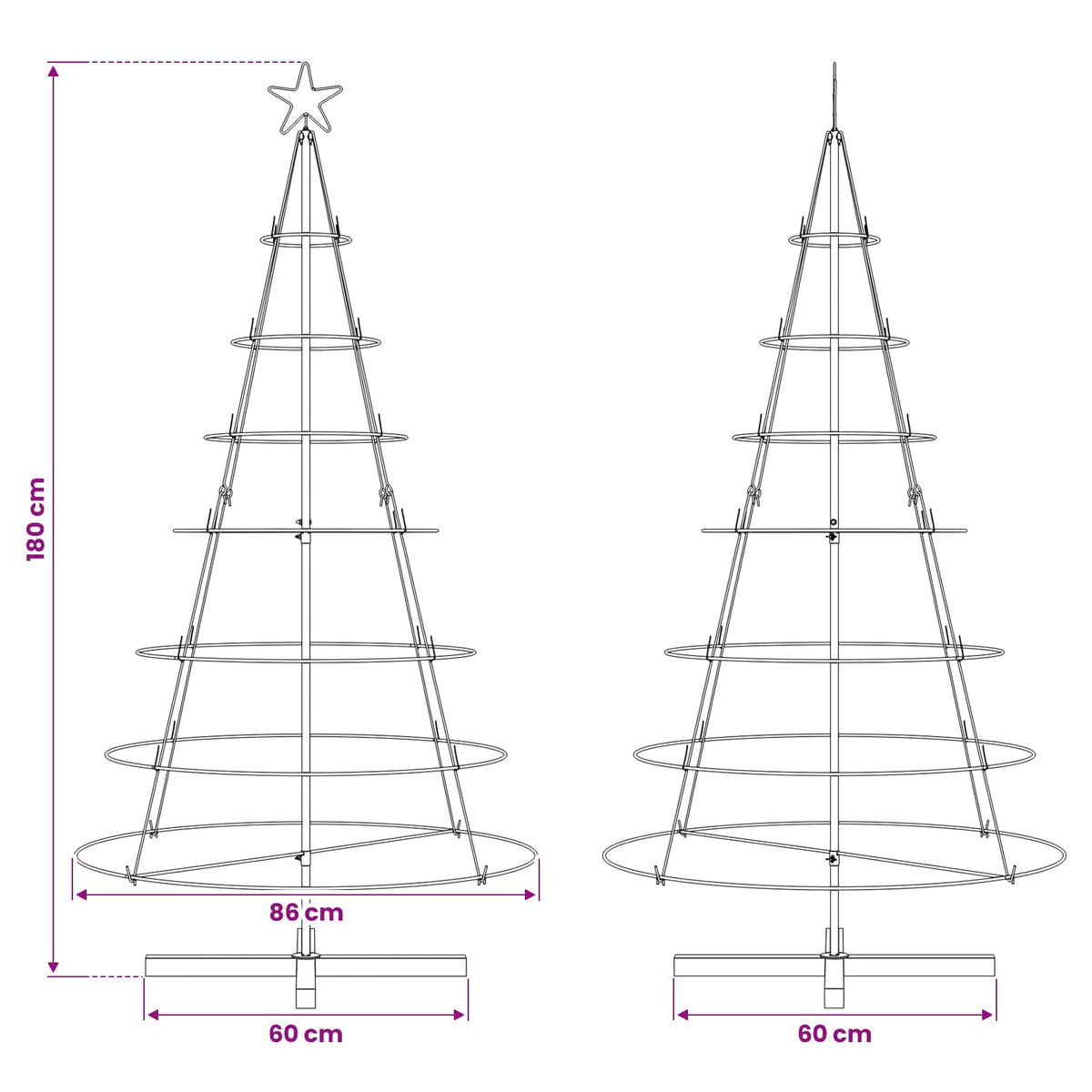 Christmas Cone Tree with Stand Black 180,5 cm Steel