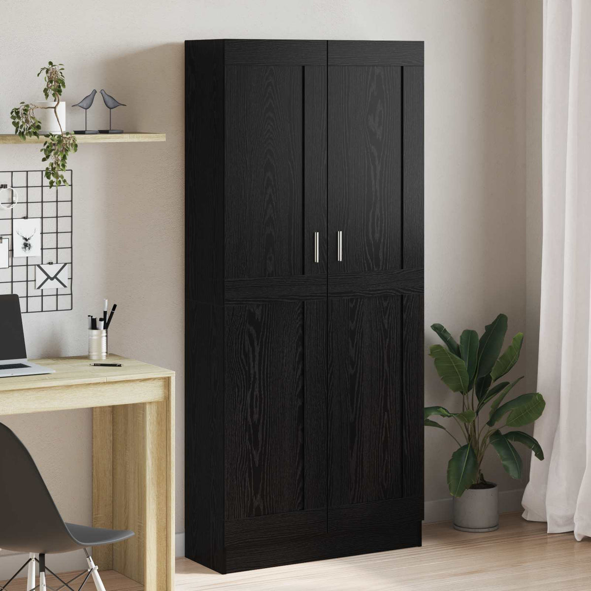Book Cabinet Black Oak 82,5 x 30,5 x 185 cm Engineered Wood