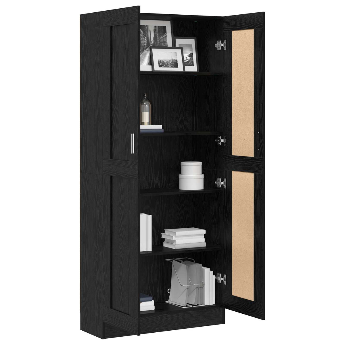 Book Cabinet Black Oak 82,5 x 30,5 x 185 cm Engineered Wood