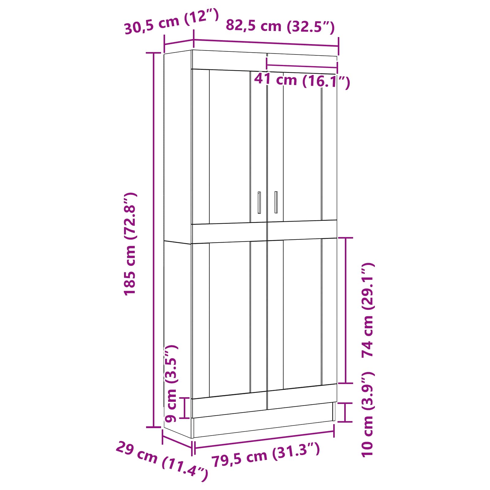 Book Cabinet 3-Tier 82,5 x 30,5 x 185 cm Engineered Wood