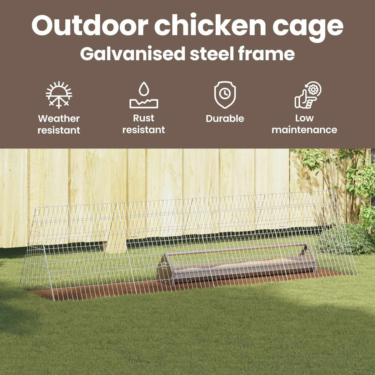 Chicken Cage Silver 215 x 55 x 55 cm Galvanised Steel