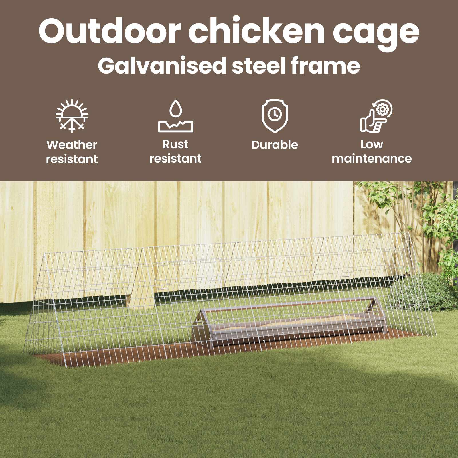 Chicken Cage Silver 215 x 55 x 55 cm Galvanised Steel