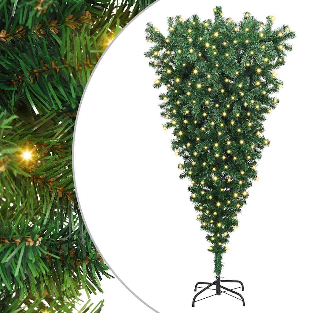 Upside-down Artificial Pre-lit Christmas Tree Green 180 cm PVC