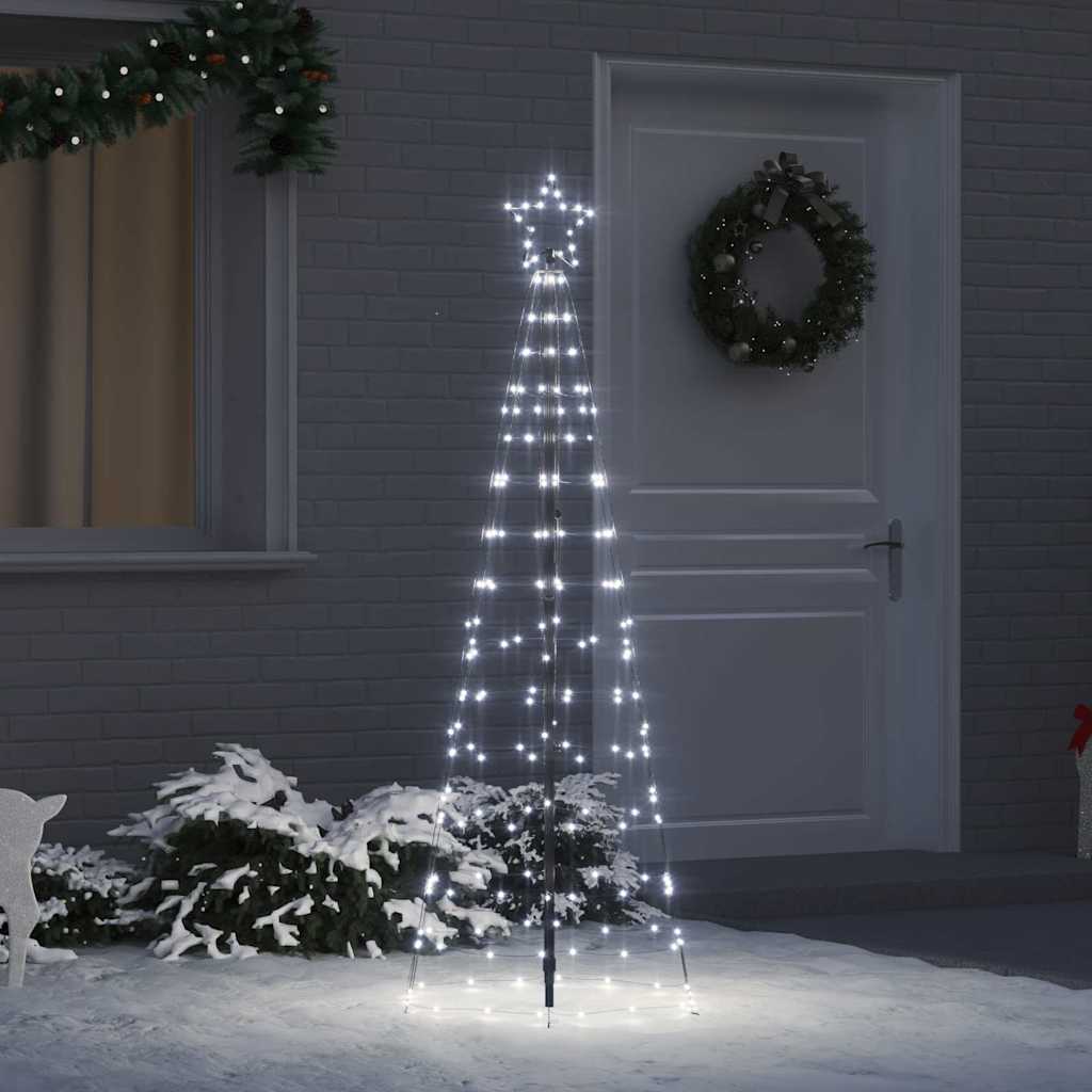 LED Christmas Tree with Ground Spikes Cool White 250 cm Iron