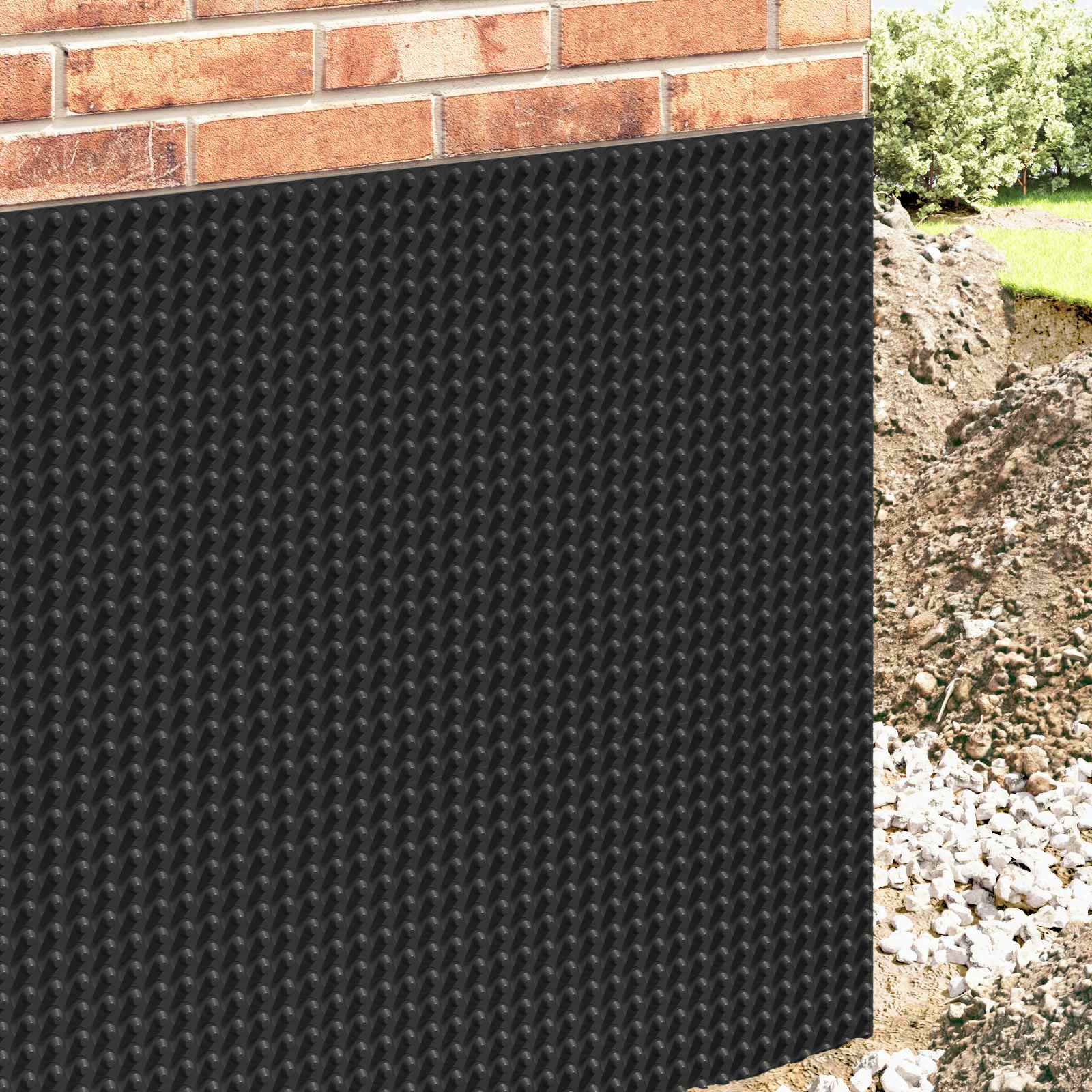 Dimpled Drainage Sheet Black 0.5 x 20 m HDPE