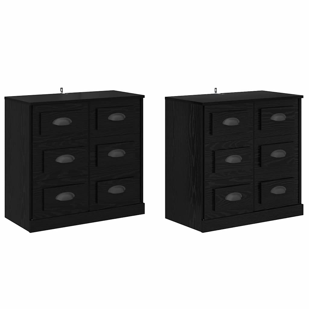 Sideboards 2 pcs Black Oak 70 x 35,5 x 67,5 cm Engineered Wood
