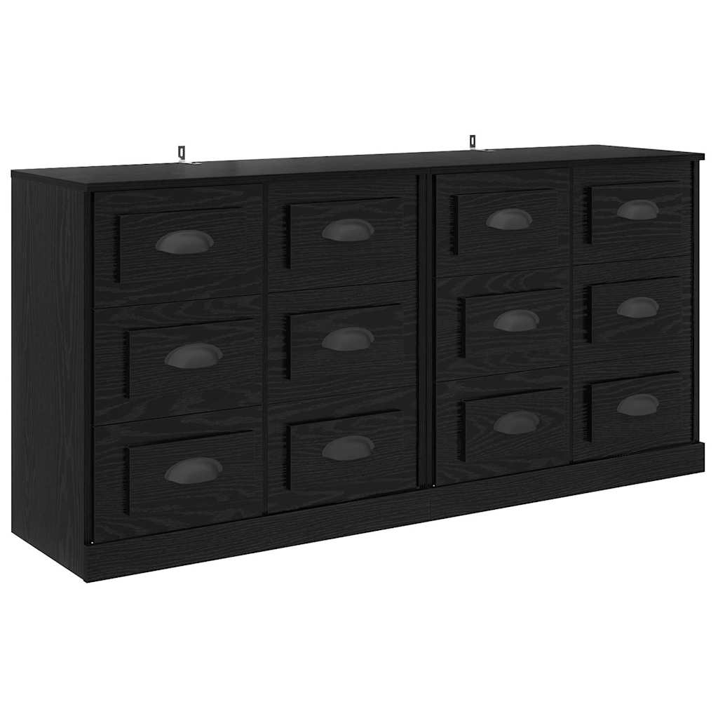 Sideboards 2 pcs Black Oak 70 x 35,5 x 67,5 cm Engineered Wood
