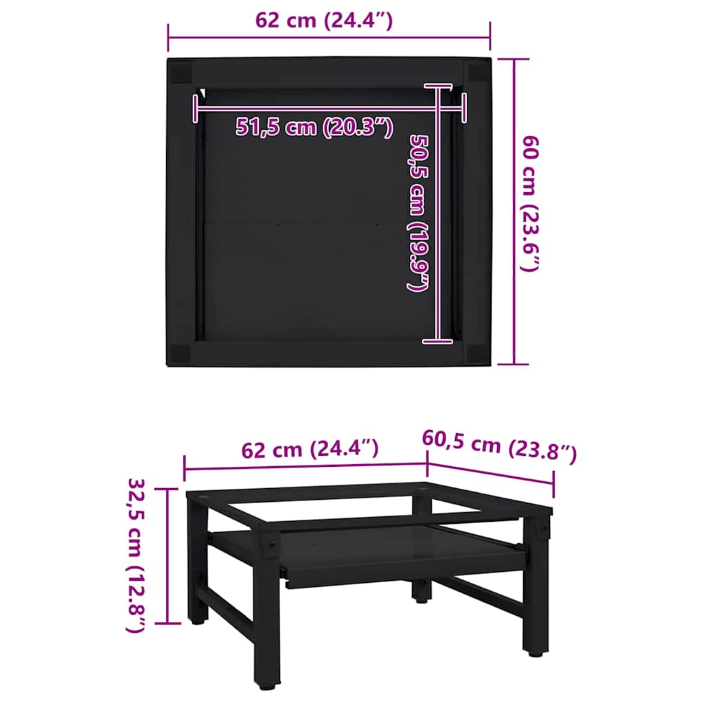 Washing Machine Pedestal Black 62 x 60.5 x 32.5 cm Steel