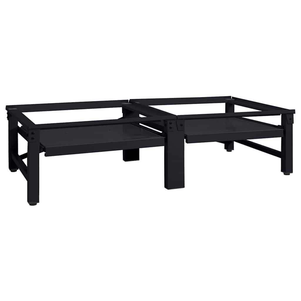 Washing Machine Pedestal 2 pcs Black 124.5 x 61.5 x 32.5 cm