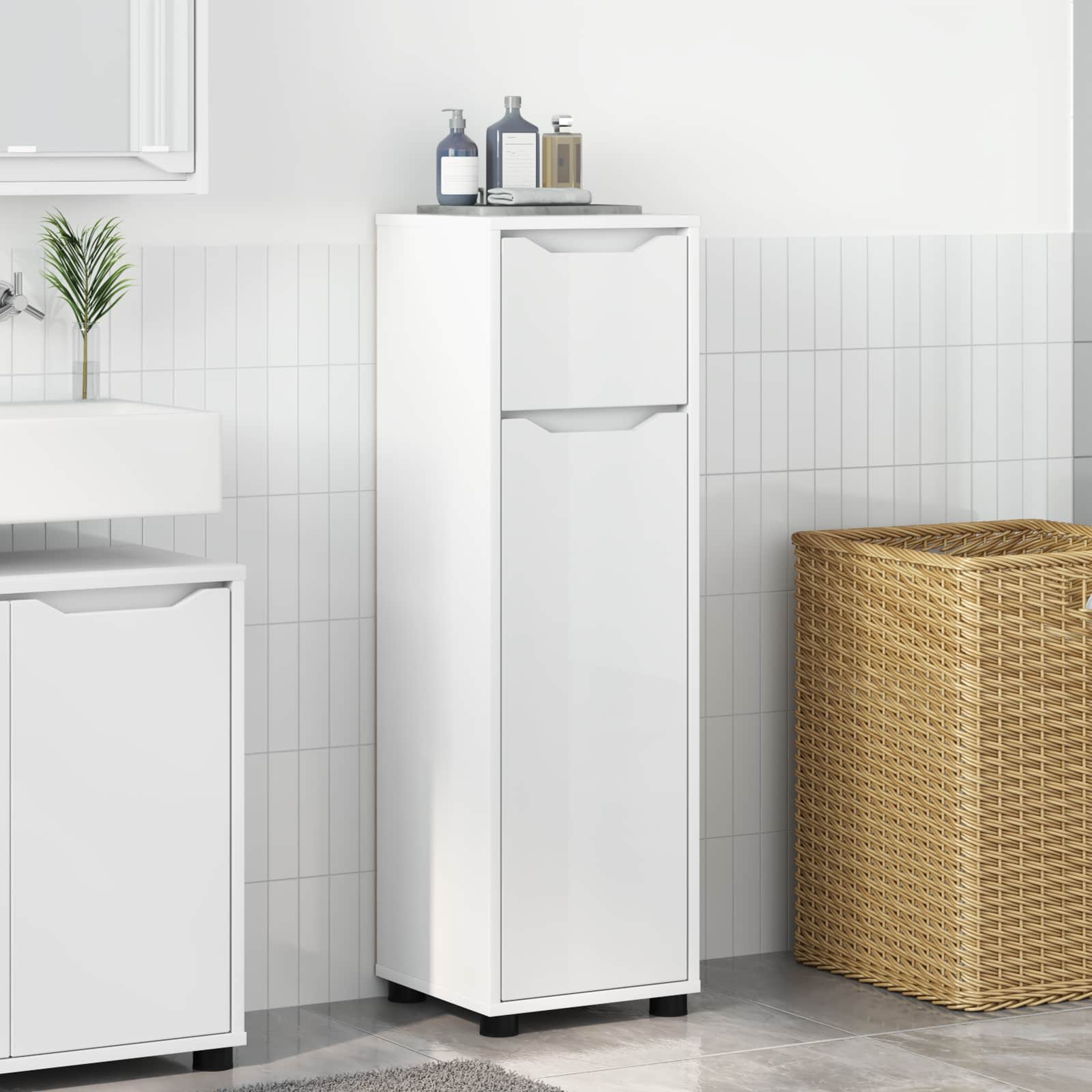 Bathroom Cabinet White 30.5 x 30 x 101 cm Engineered Wood