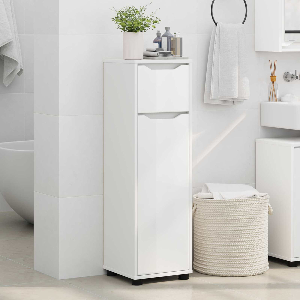 Bathroom Cabinet White 30.5 x 30 x 101 cm Engineered Wood