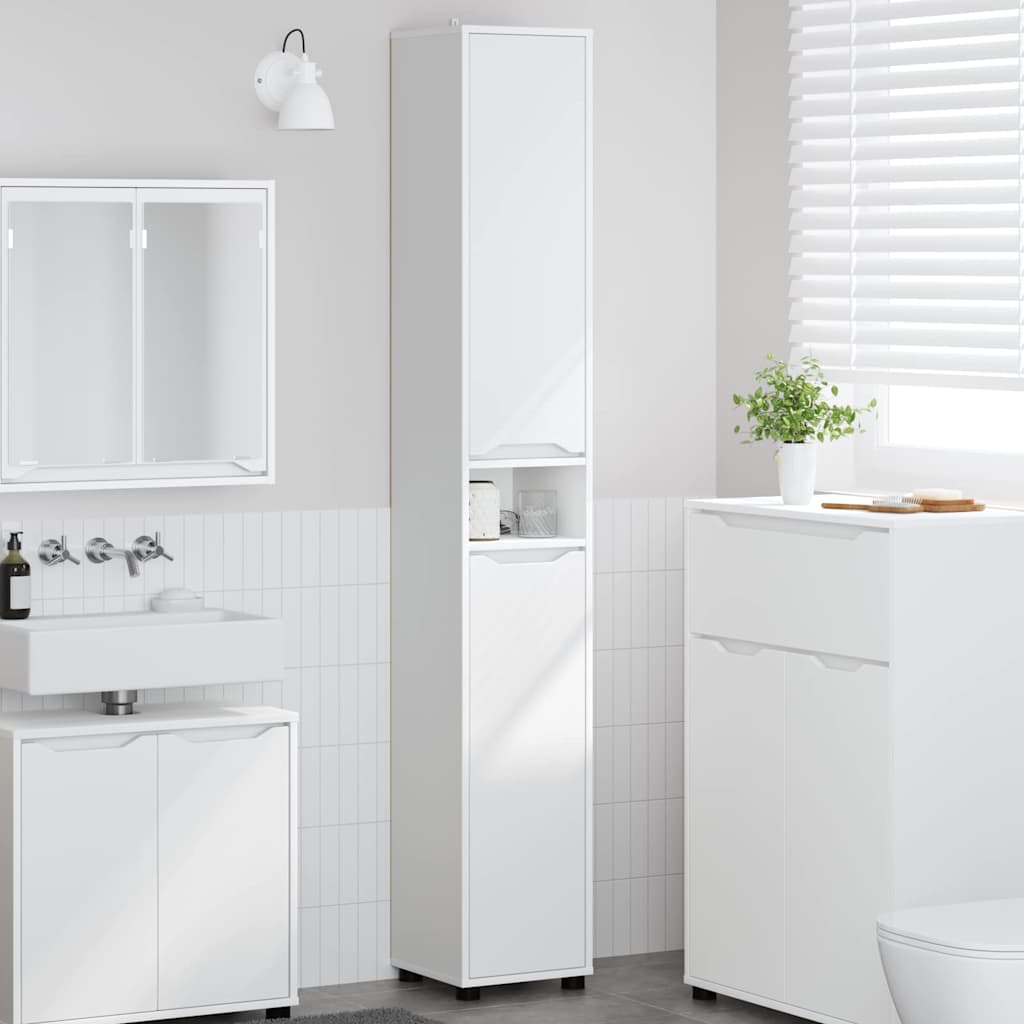 Bathroom Cabinet White 30.5 x 30 x 195 cm Engineered Wood