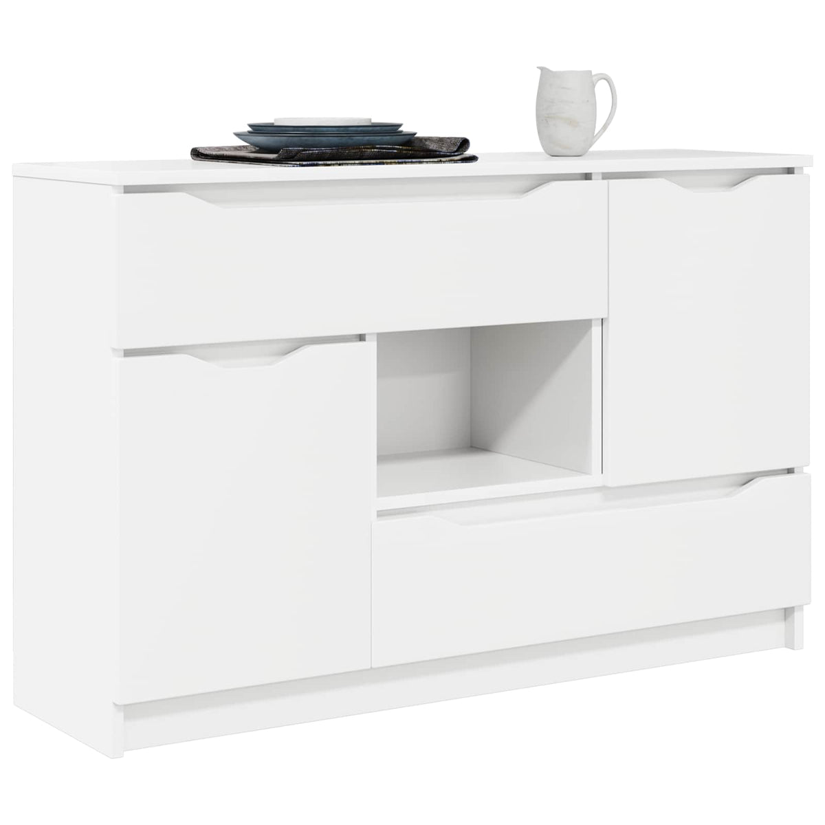 Sideboard with Drawer White 100 by 30 by 65.6 Engineered Wood