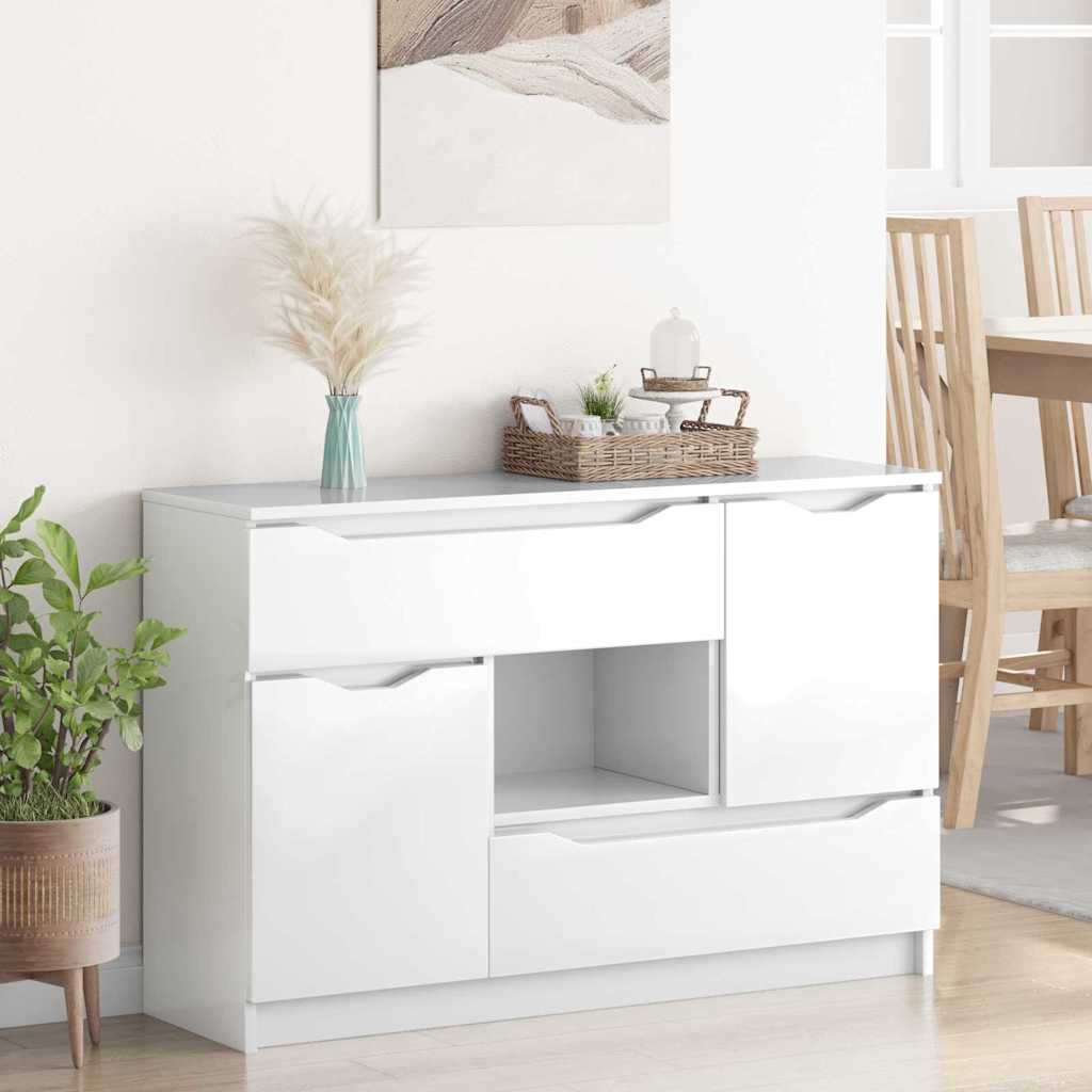 Sideboard High Gloss White 100 by 30 by 65.6 Engineered Wood