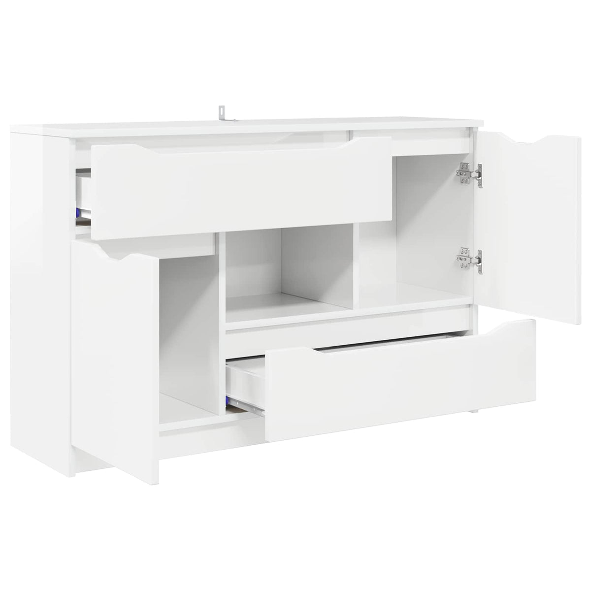 Sideboard High Gloss White 100 by 30 by 65.6 Engineered Wood