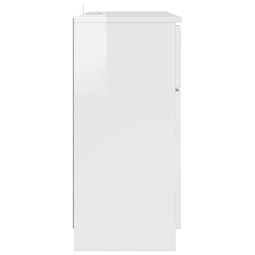 Sideboard High Gloss White 100 by 30 by 65.6 Engineered Wood