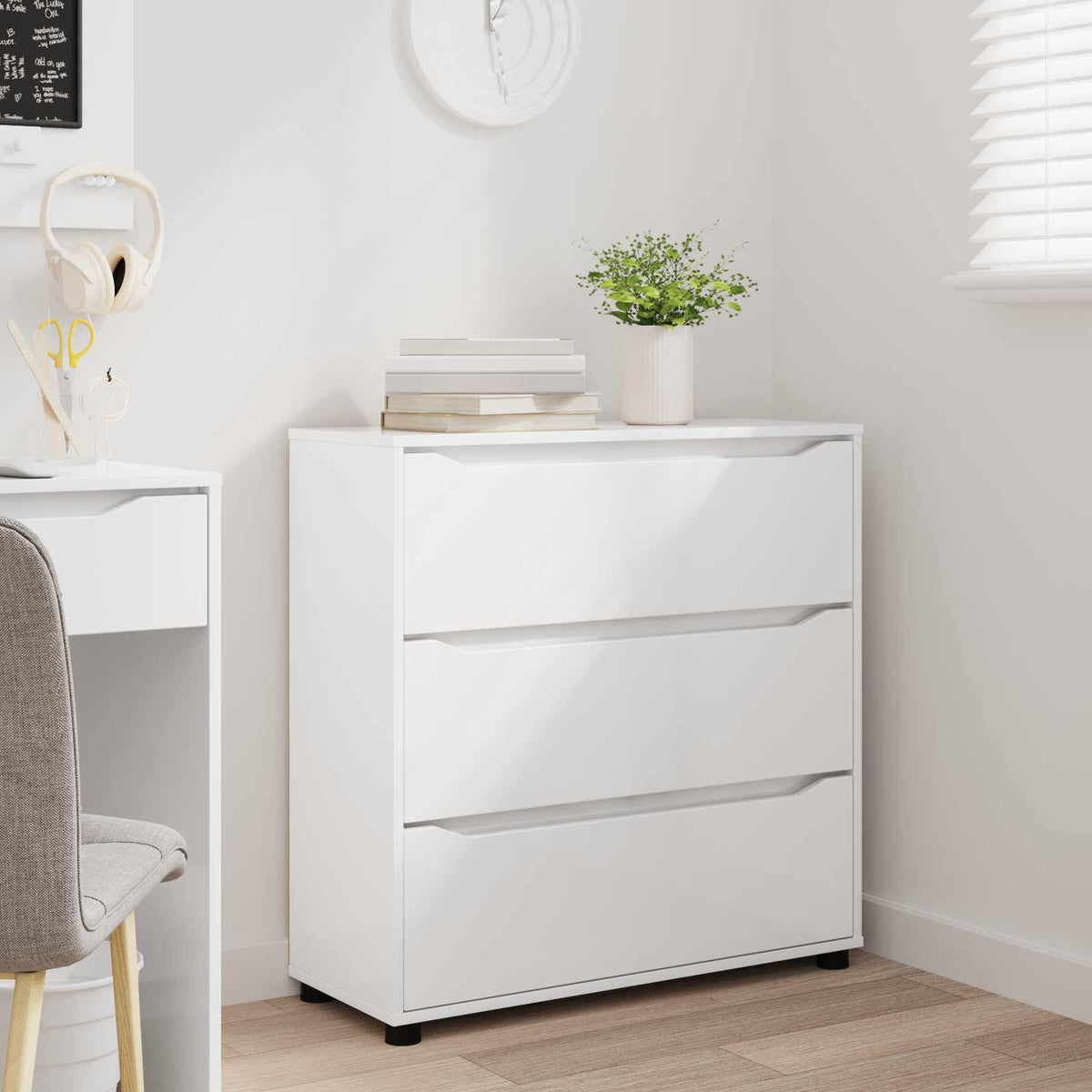 Storage Cabinet High Gloss White 80 x 31 x 81 cm