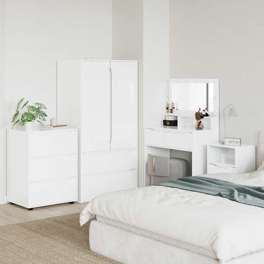 Storage Cabinet High Gloss White 60 x 48 x 81 cm